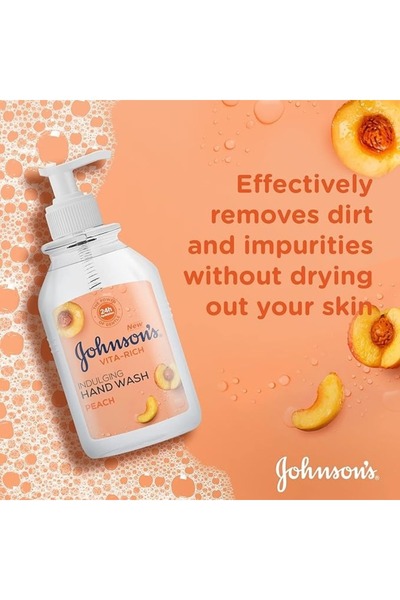 Johnson & Johnson Johnson's Vita-Rich Peach Indulging Hand Wash 300 ml Nourishing Cleanse with Fresh Peach Scent