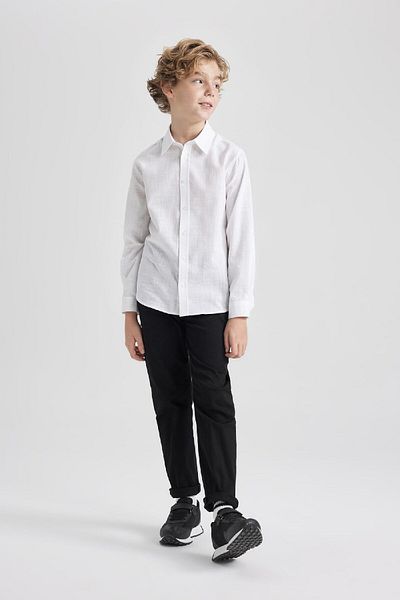 DeFacto Boy's Navy Solid Leg Gabardine Basic Straight Pants X4224A624Sm