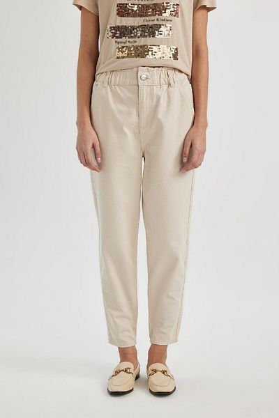 DeFacto Gabardine Pants with High Waist Pockets - Basic Straight Standard Leg S2790Az24Sm
