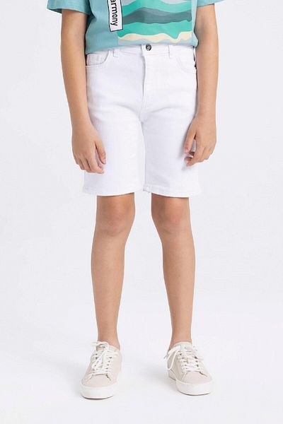 DeFacto Boy's White Basic Plain Jean Shorts B5768A824Sm