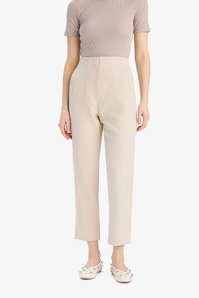 DeFacto Carrot Fit Crop Fabric Pants Zippered High Waist Skinny Leg C2466Ax25Sp