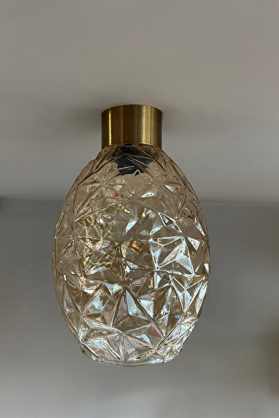 Bamyum Veltro Cam Bal Rengi Tekli Avize Plafonyer Retro Sarkıt Lamba Salon Aydınlatma