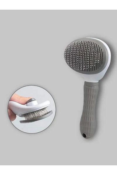 Petilux Gray Automatic Cleaning Pet Comb with Button