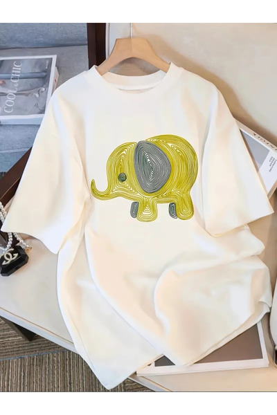 AEMİ Unisex majica sa slonom, 100% pamuk, veće veličine