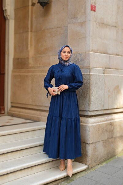 LOCCO Жіноча сукня з завуженою талією, темно-синя