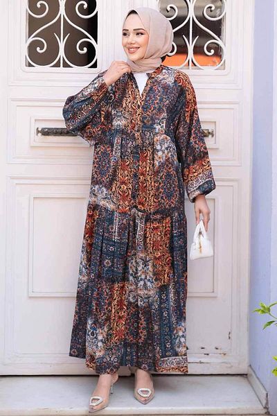 N.S NEVA STYLE Orange Hijab Dress - 52943t Model Number