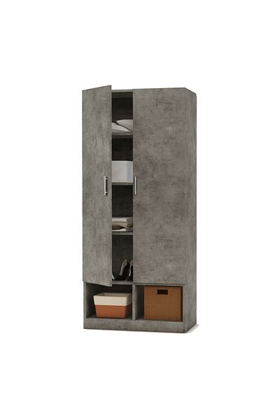 Mahmayi Modern 2 Door Wardrobe with Multiple Shelves