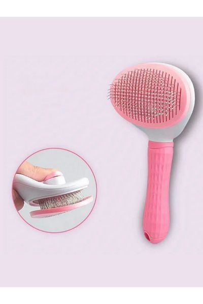 Petilux Pink Automatic Cleaning Pet Comb with Buttons