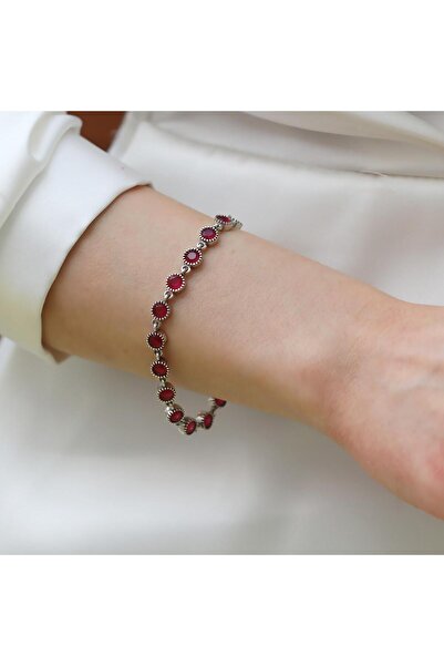 Necati Gün Kök Yakut Taşlı Su Yolu Otantik Gümüş Bileklik