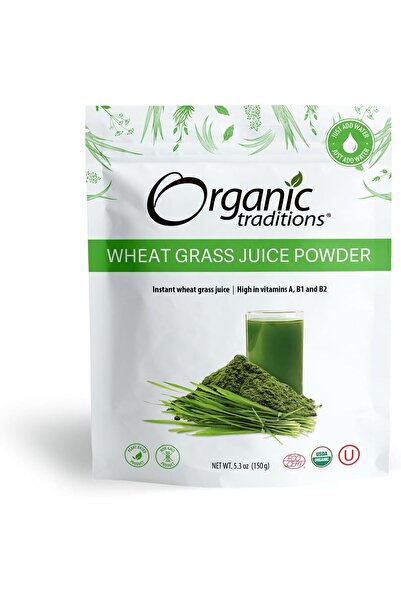 Organic Traditions مسحوق عصير عشبة القمح | ١٥٠ غرام | عصير عشبة القمح الفوري | غني بفيتامين أ