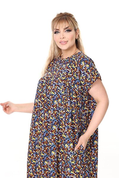 mervemoda Γυναικείο υφαντό καλοκαιρινό φόρεμα μεγάλου μεγέθους