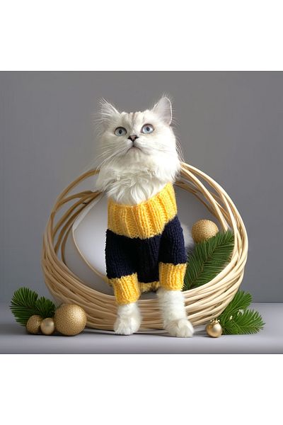 Lady Fify Yellow Navy Blue Sweater for Cat and Dog