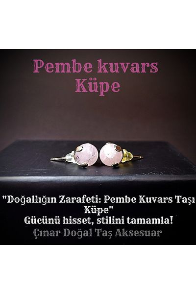Doğal Tasarım "Radiance of Love: Pink Quartz Earrings" - 8mm