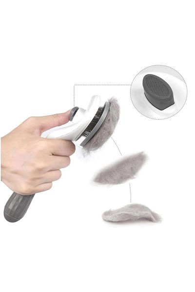 Petilux Gray Automatic Cleaning Pet Comb with Button