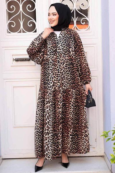 N.S NEVA STYLE Φόρεμα Hijab με σχέδιο Leopard 52942LP