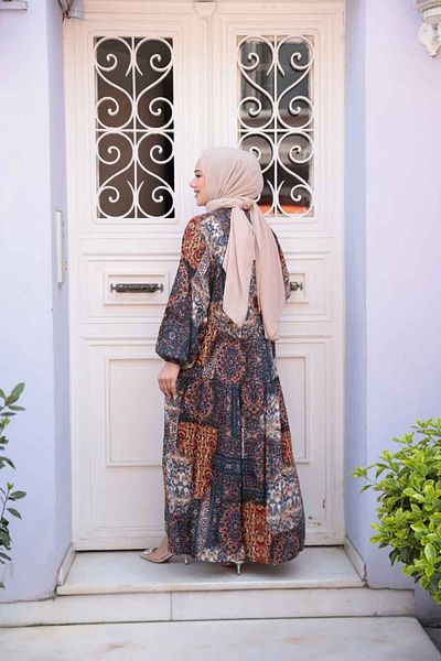 N.S NEVA STYLE Orange Hijab Dress - 52943t Model Number