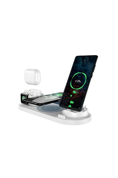 GENERAL 6-in-1 Wireless Charging Pad with Fast Charging, White