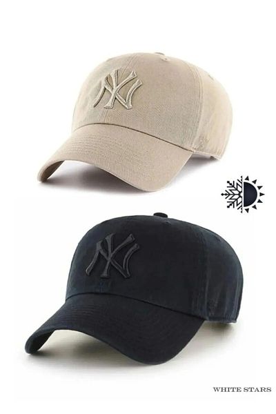 w white stars sports & wear Unisex Αθλητικό Καπέλο Σετ 2 Ρυθμιζόμενων Λευκών Αστέρων με Velcro στην πλάτη