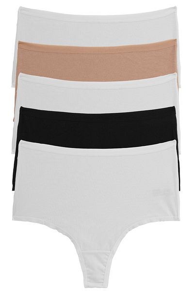Nicoletta Damenhöschen, Tanga mit hoher Taille, große Größe, 5er-Pack, gemischte Farben