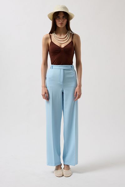 Black Fashion Pantaloni albaștri cu centură în talie