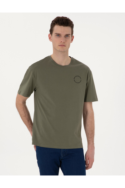 Pierre Cardin Χακί Μπλουζάκι Comfort Fit με λαιμόκοψη ποδηλάτου 50310076-VR027