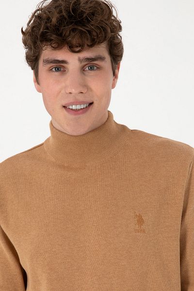 U.S. Polo Assn. Men's Camel Melange Basic Sweater 50288887 -Vr122