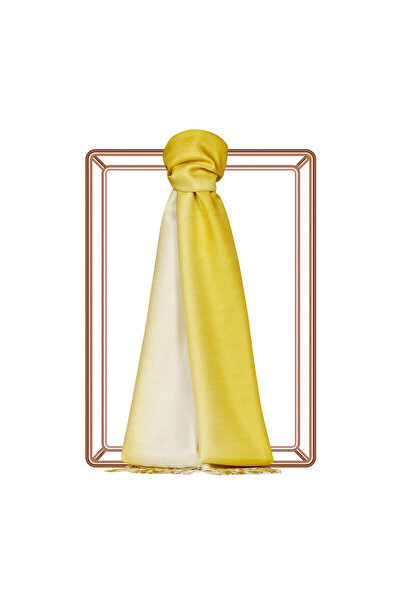 ipekevi Μεταξωτό σάλι χρυσό εκρού ντεγκραντέ