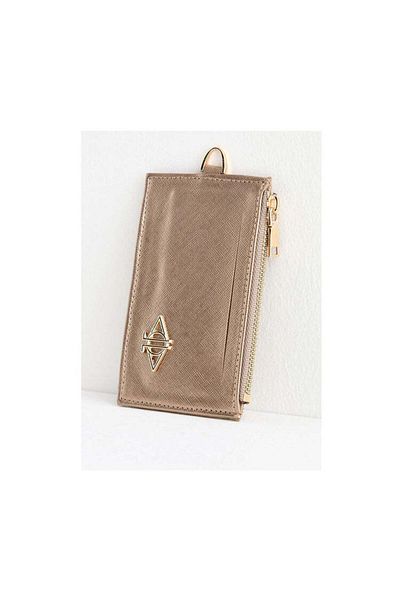 dellel Bronze Vegan Leather Zippered Card Holder