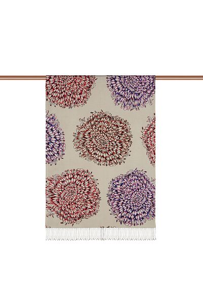 ipekevi Mink Star Flower Patterned Silk Shawl