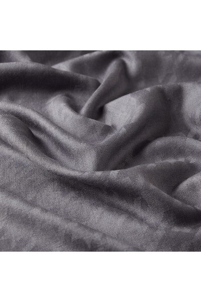 ipekevi Gray Goose Feet Patterned Wool Silk Narrow Scarf