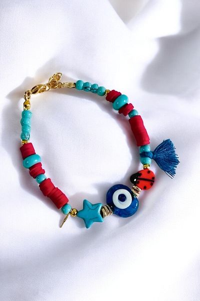PETEK AKSESUAR FIMO UĞUR BIB GLASS NAZAR EYE BRACELET