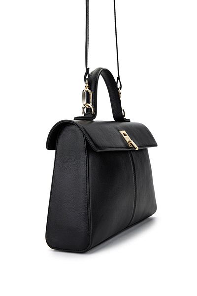 Tamer Tanca Women's Genuine Leather Black Leather Handbag