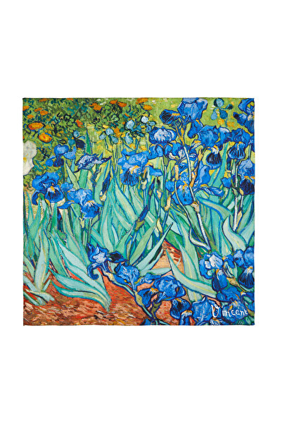 ipekevi Irises Satin Silk Handkerchief