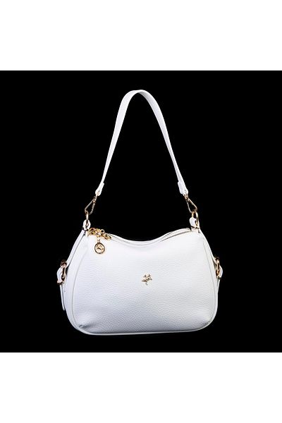 Nas Bag Geantă de umăr și crossbody pentru femei cu design elegant cu mai mulți ochi (28X18 CM) Silan alb