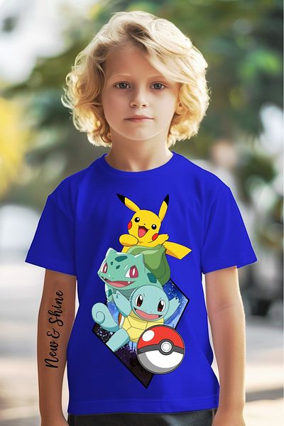 New Shine 1 tricou este un cadou pentru achiziții de 6 și mai sus în coș - Tricou pentru copii oversize imprimat Pokemon