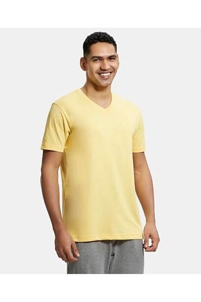 JOCKEY V-Neck T-Shirt 24X7 2726-0105-CORN SILK
