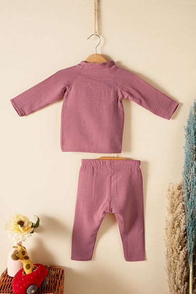 Montisu Baby, Child, Snap Fastener, Top and Bottom Set, Muslin Fabric, 100% Cotton, Organic Fabric, Summer