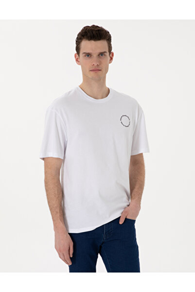 Pierre Cardin Λευκό μπλουζάκι με λαιμόκοψη ποδηλάτου Comfort Fit 50310076-VR013