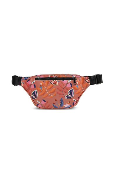 dellel Dellel Patterned Pink Waist Bag,Printed Vegan Leather,Adjustable Strap,Multi-Zipper for Women&Men