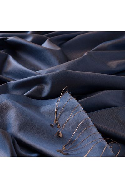 ipekevi Şal de mătase din denim albastru - Design simplu