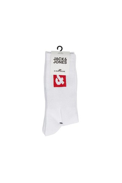 Jack & Jones 12241119   Jacdan Logo Tennis Socks 5 Pack Λευκές & 5 Πακέτα Κάλτσες