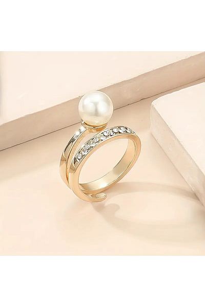 Ayzen Stylish Stone Adjustable Pearl Ring