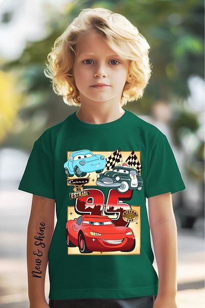 New Shine Mașini Fulger McQueen IMPRIMAT IMPRIMAT TRIOC COPII OVERSIZE