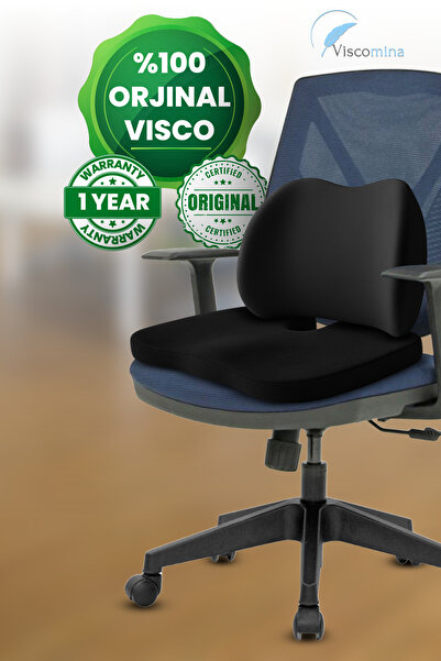 Viscomina Ortopedik Visco 2 li Bel ve Oturma Minderi Seti |Ofis & Ev Koltukları İçin Ergonomik Destek Yastığı