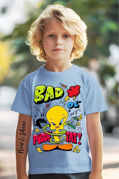 New Shine 1 tricou este un cadou pentru achiziții de 6 și peste în coș - Tricou supradimensionat pentru copii cu imprimeu Tweety