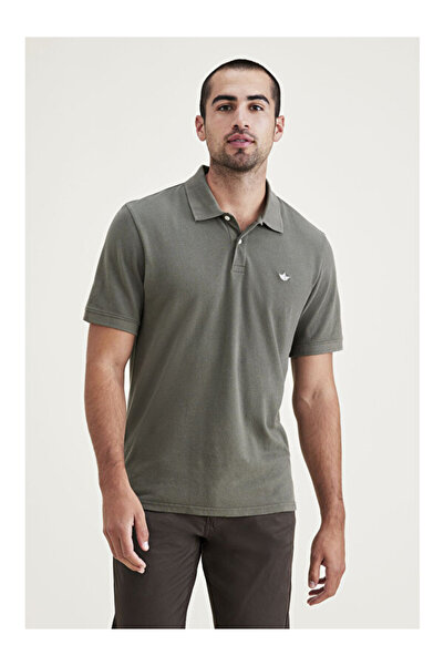 Dockers Πράσινο μπλουζάκι πόλο με κολάρο με ραβδώσεις