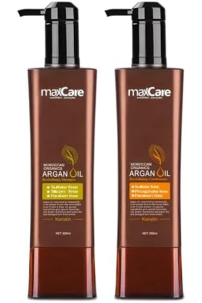 Maxcare شامبو وبلسم ماكس كير المنعش بزيت الأرغان، خالي من الكبريتات والسيليكون والبارابين