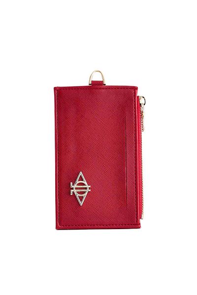 dellel Dellel Red Vegan Leather Zippered Card Holder