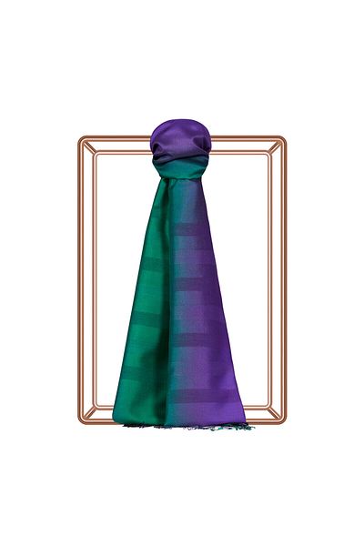 ipekevi Μωβ Emerald Mono Louvered Gradient Silk Shawl