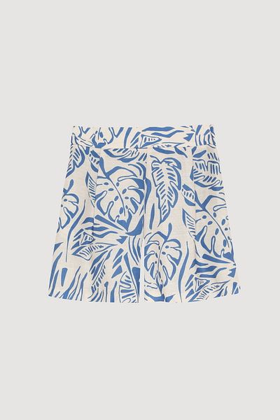 Quzu Mini pantaloni scurți cu model tropical albastru